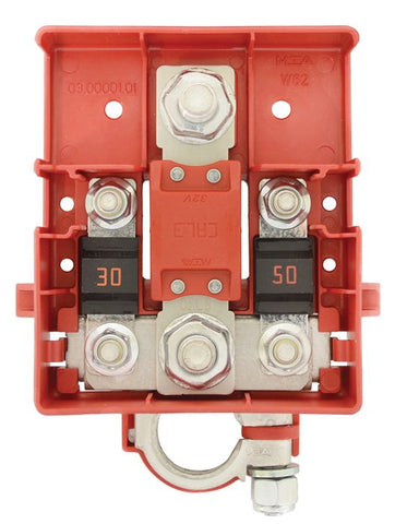 FUSED BATTERY DISTRIBUTION 3 WAY FUSE TO SUIT: 1X MEGA 2 X MIDI (Fuses not included)