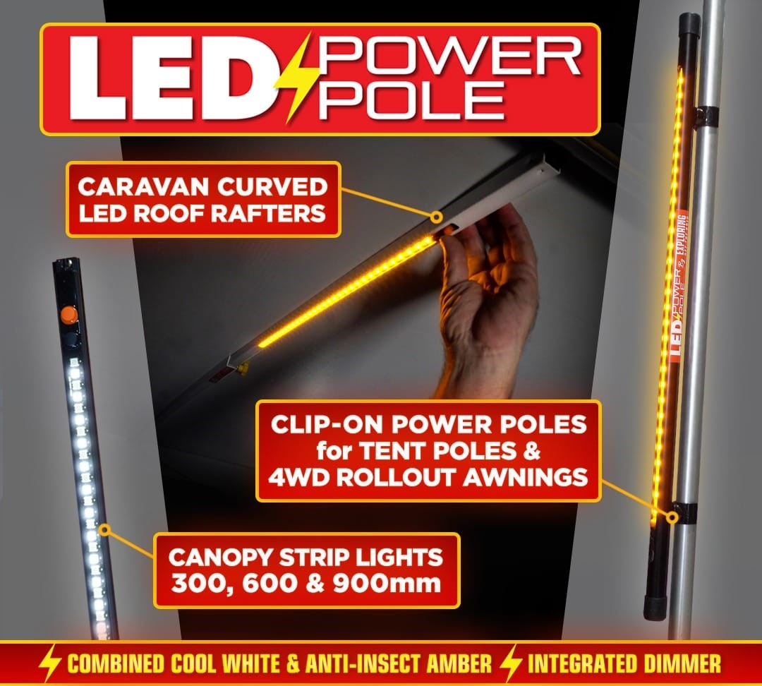 LED Curved Caravan Roof Rafter 2.7mtr Black - Built-in Dimmer – Raw 12 Volt