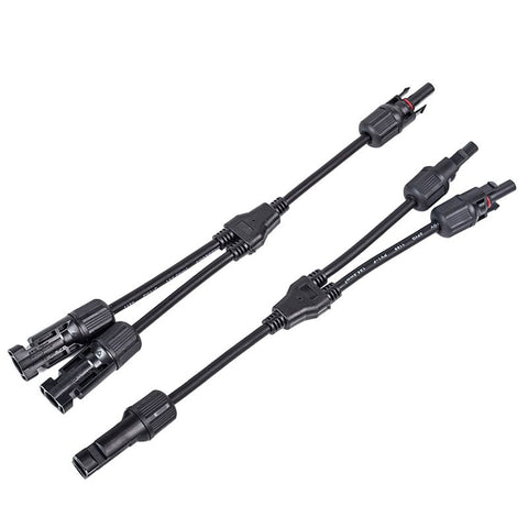 MC4 Y-Cable 2 Way 30cm Male/Female Connectors 4mm2 Cable Size Twin Pack