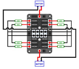 8 WAY ATS FUSE BLOCK[EA] 32V/100A MAX. 2 X +VE INPUTS NEGATIVE BUSBAR