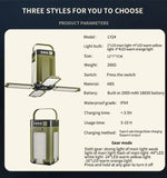 Solar Camping Light，USB/Solar Recharge Portable Lamp with 2000mAh Battery 6 Lighting Modes Outdoor Portable Hanging Tent Light
