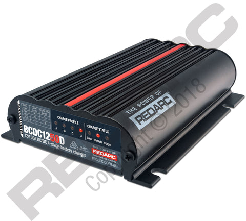 BC/DC REDARC  DUAL INPUT 50A IN-VEHICLE DC BATTERY CHARGER