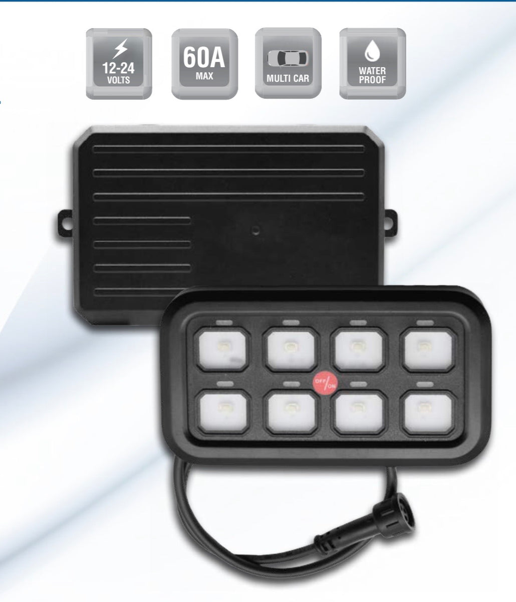 LOW VOTAGE 8 WAY SWITCH PANEL – Raw 12 Volt