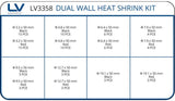 DUAL WALL HEATSHRINK KIT 88 PIECE ASSORTMENT DIA: 3.2 - 19.1MM LENGTH: 50MM